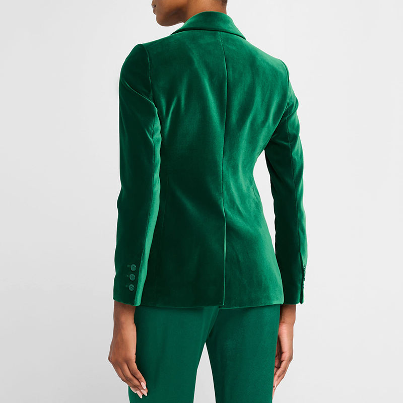 Blazer de Veludo Slim Fit com Um Botão para Mulheres