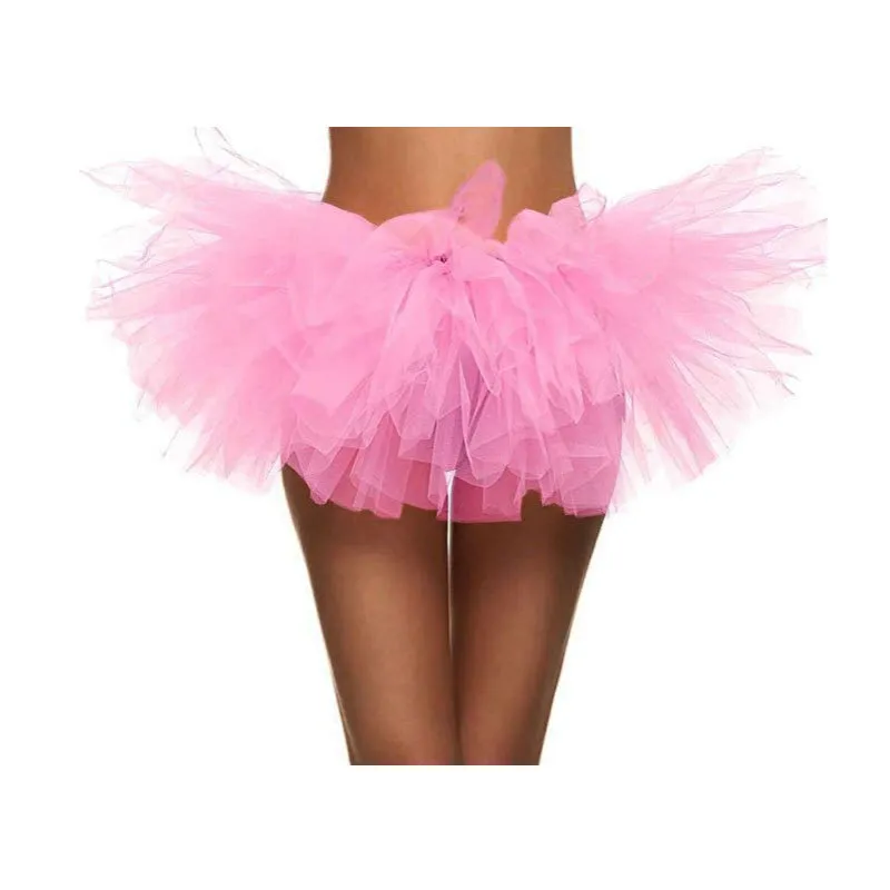Saia de Tutu em Malha Personalizada para Mulheres Adultas, Princesa, Cinco Camadas, Cintura Elástica, Saia de Dança Sexy para Festa de Balé