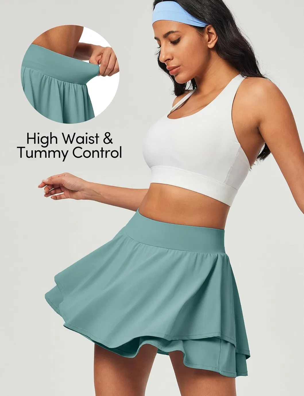 Detalhe do design frontal do Skort de Tênis