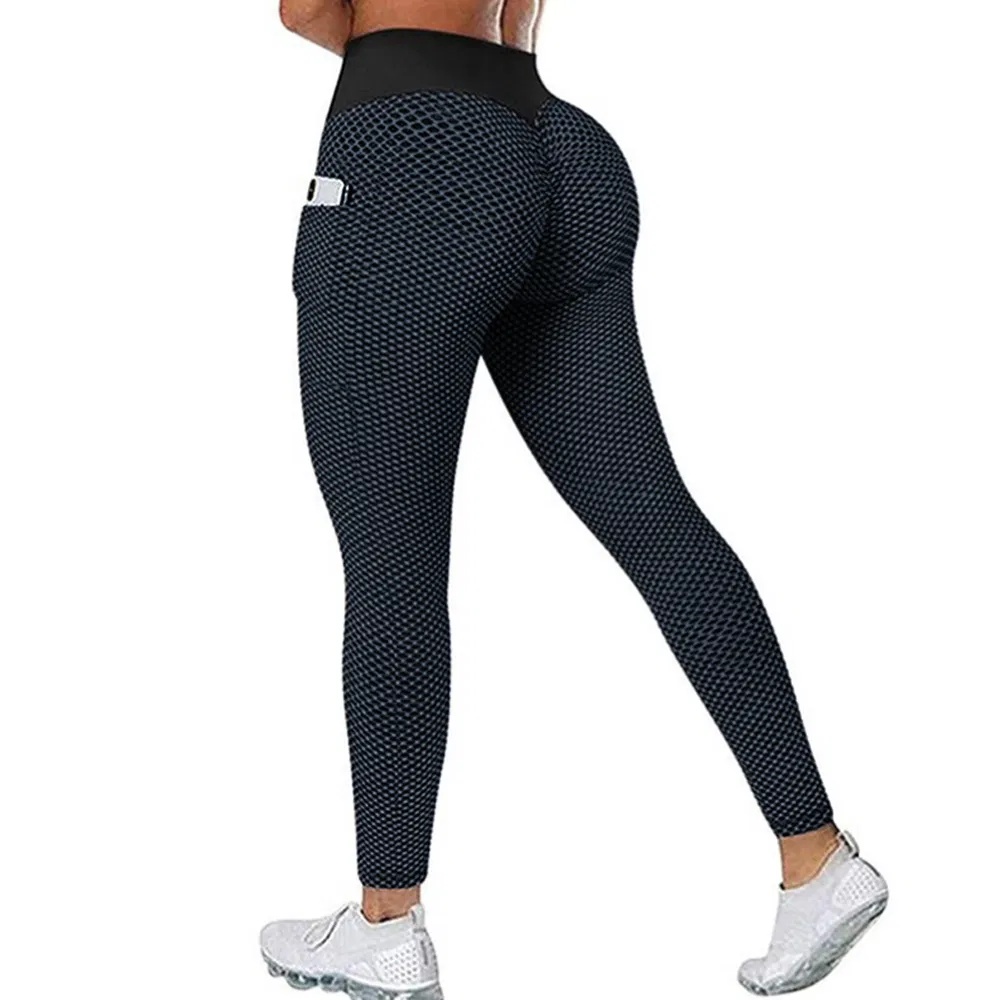 Calças de Yoga para Mulheres Plus Size, Roupas de Corrida, Treino com Levantamento de Bumbum e Bolsos