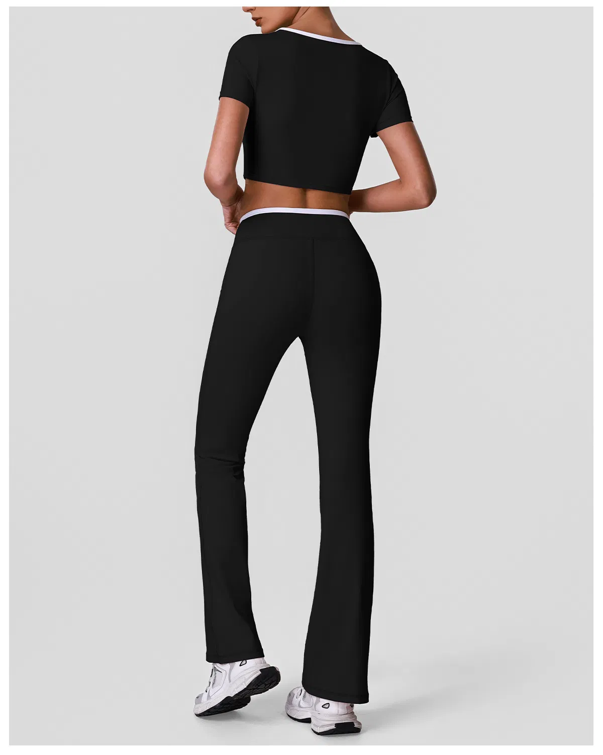 Conjunto de Roupas de Ginástica Femininas 2 Peças Leggings de Treino Top de Esporte Conjunto de Fitness para Academia