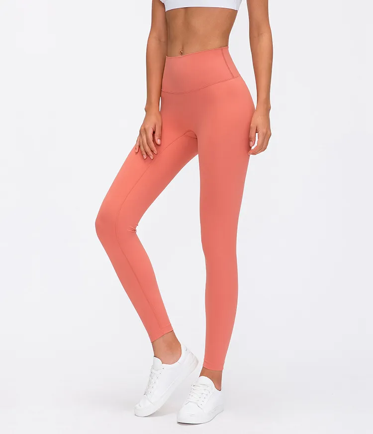 Calças de Yoga de Cintura Alta Sem Costura Frontal para Mulheres, Roupas de Academia, Leggings de Yoga