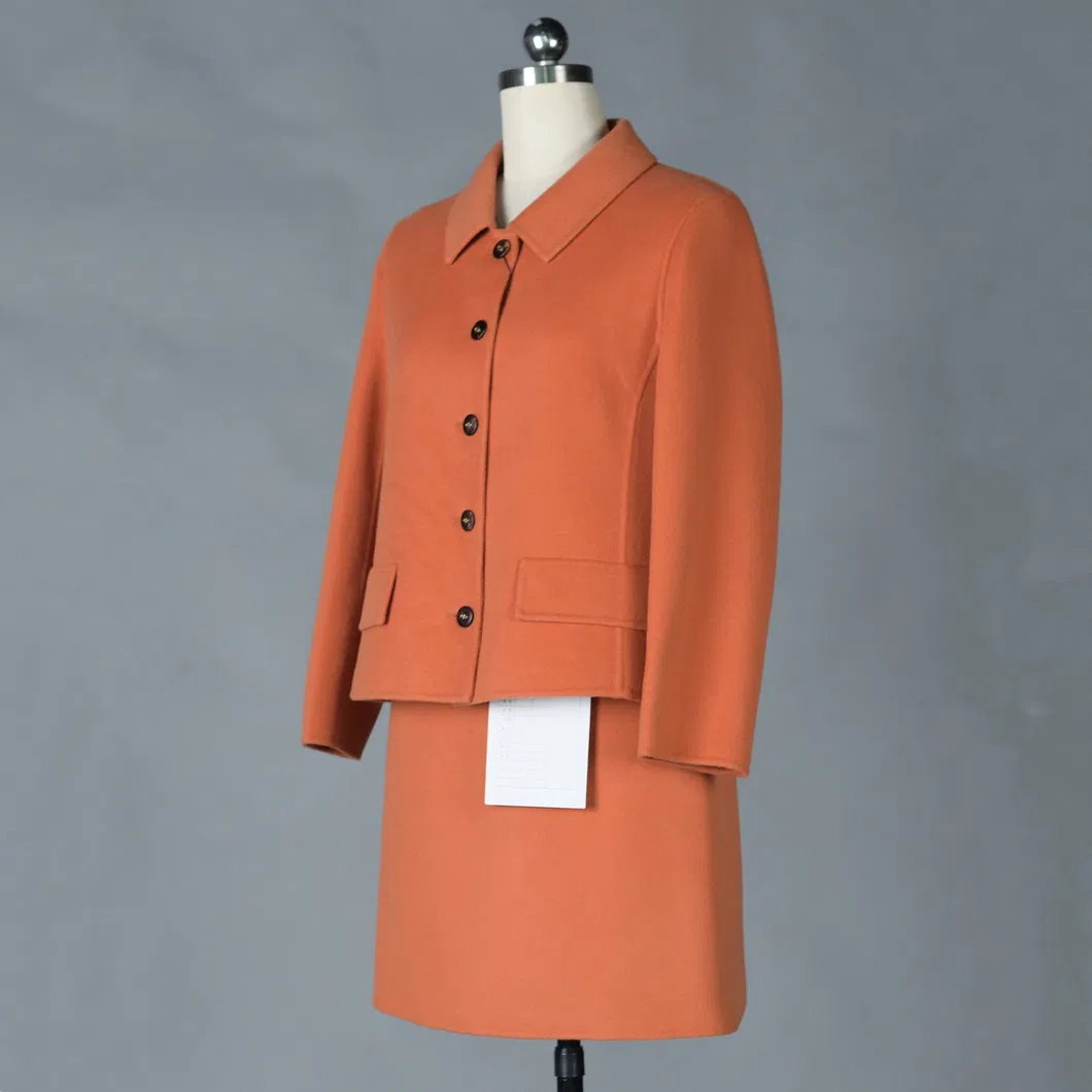 Blazer feminino tendência verde misto de lã merino e caxemira