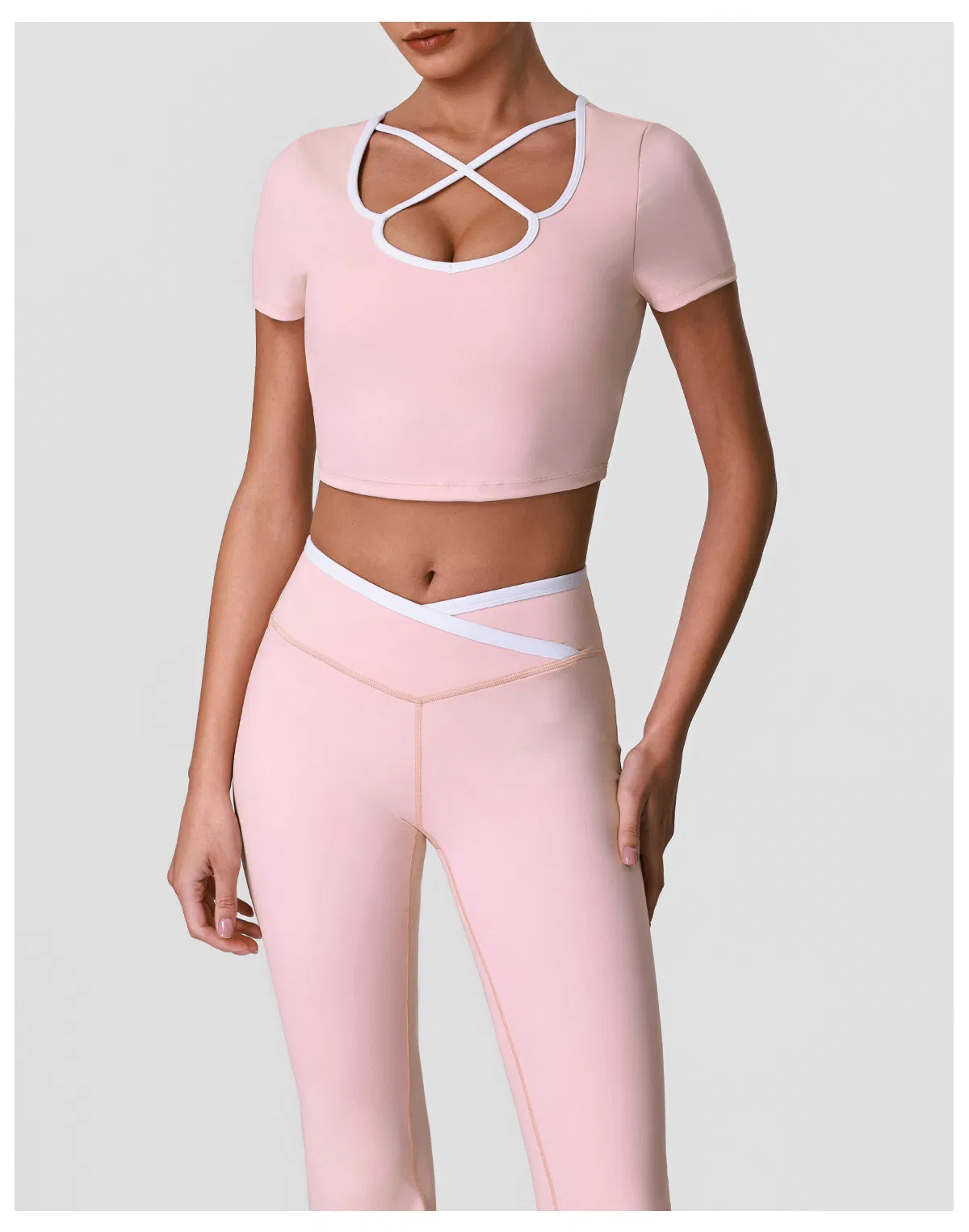 Conjunto de Roupas de Ginástica Femininas 2 Peças Leggings de Treino Top de Esporte Conjunto de Fitness para Academia