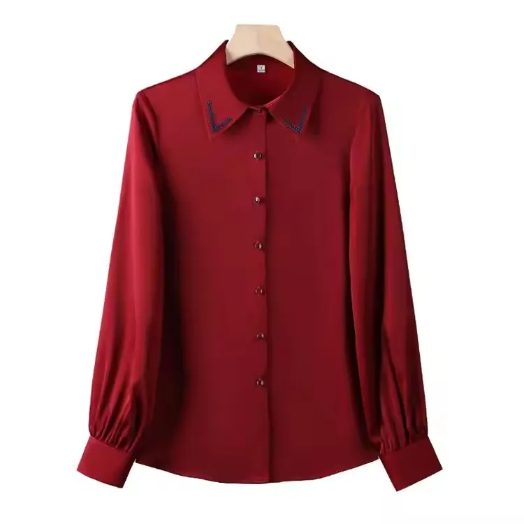 Blusa formal de negócios feminina ajustada de alta qualidade