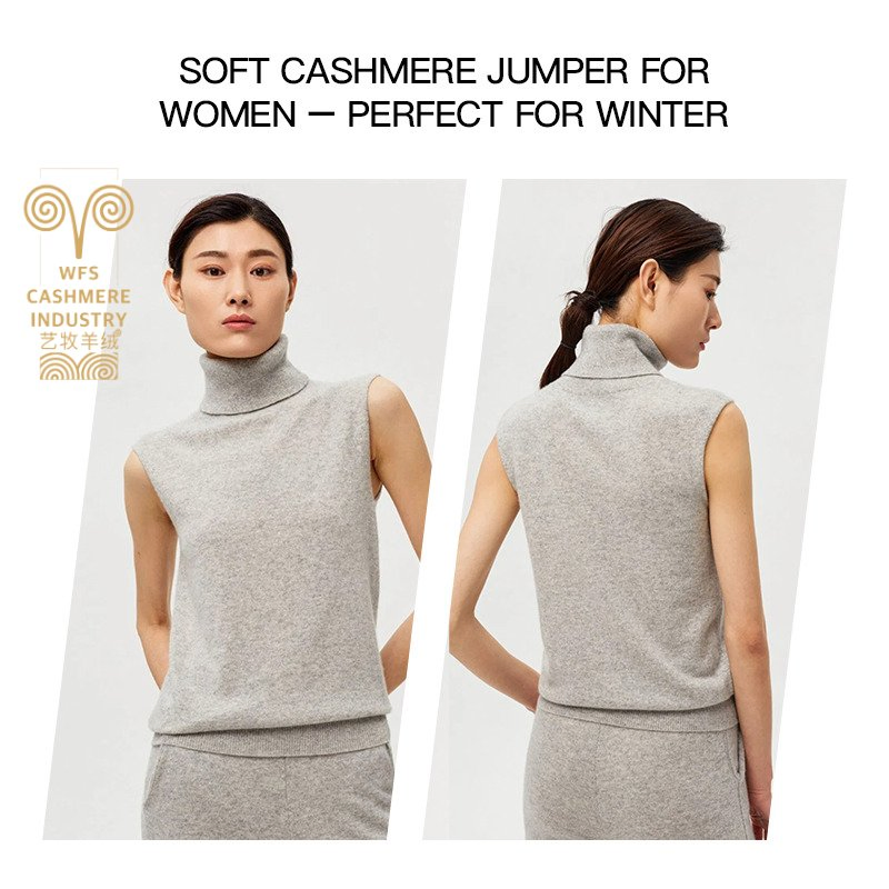 Colete de Cashmere Feminino 100% Suéteres de Cashmere Suéter Sem Mangas Suéteres de Moda Direto da Fábrica
