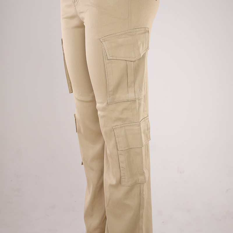 Calças largas de algodão para mulheres, estilo reto, moda de rua, hip-hop, com bolso frontal, macacão longo