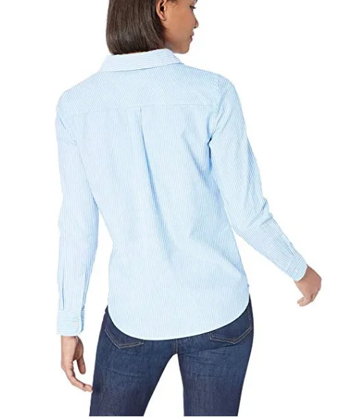 Camisa Blusa Feminina Slim Fit de Algodão para Escritório, Design de Uniforme para Mulheres