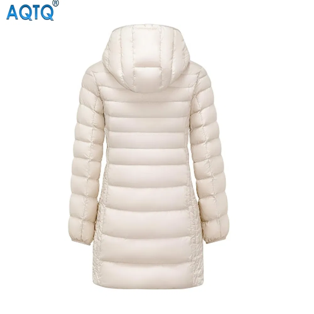 Jaquetas Puffer Personalizadas Casacos de Inverno com Capuz Quentes e Resistentes à Água para o Frio Casaco Puffer Leve com Capuz de Comprimento Médio para Mulheres