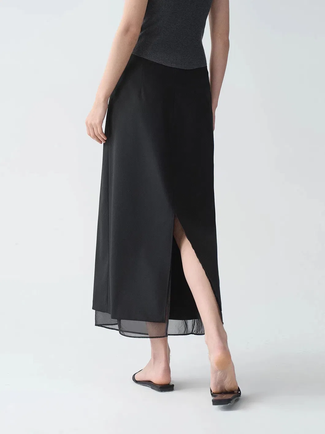 Saia longa midi solta de cintura alta para mulheres na moda