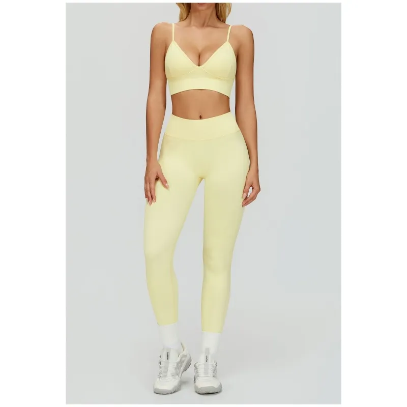 Calça Legging de Yoga com Copas Embutidas para Mulheres, Formato de Pêssego, Cintura em V, Modeladora e Ajustada, Secagem Rápida para Academia