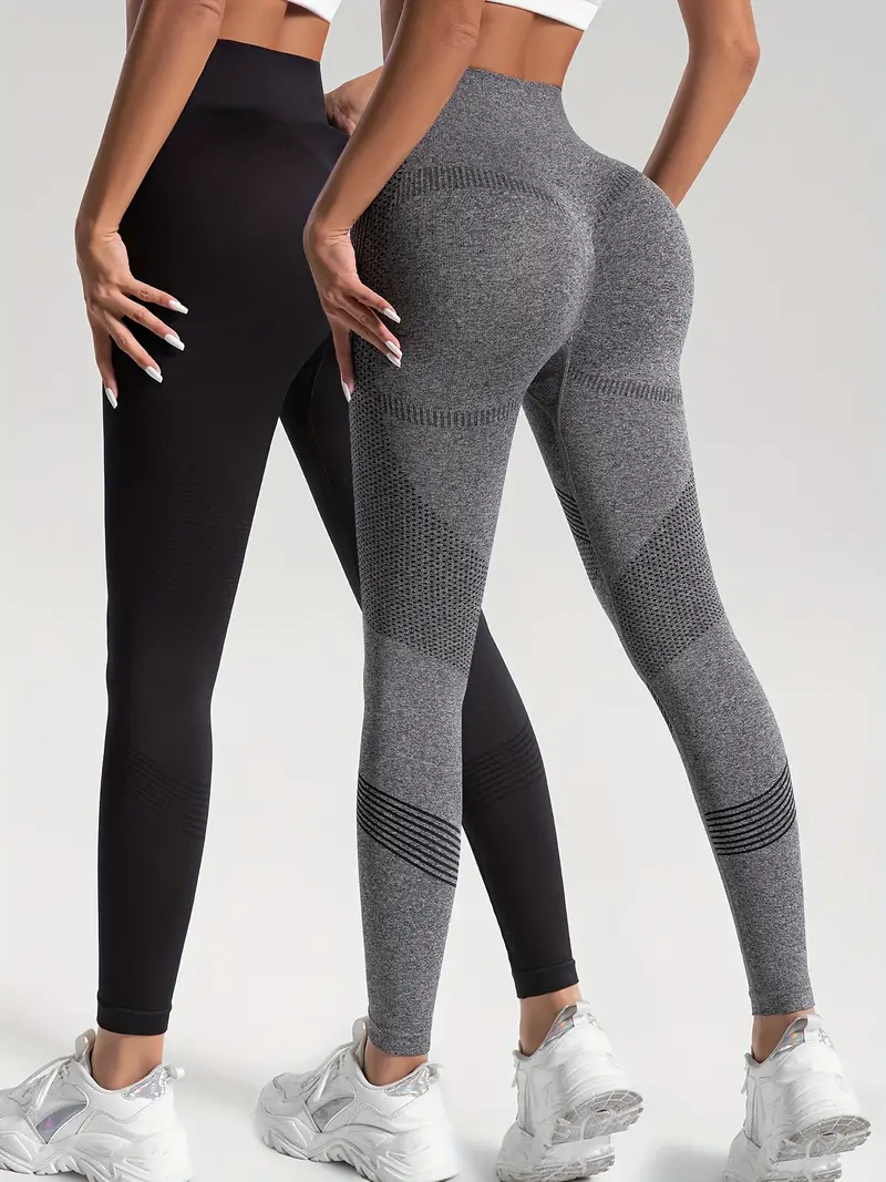 Leggings de Fitness de Alta Elasticidade em Cor Sólida, Calças de Yoga Macias e Respiráveis, Leggings Esportivas Femininas