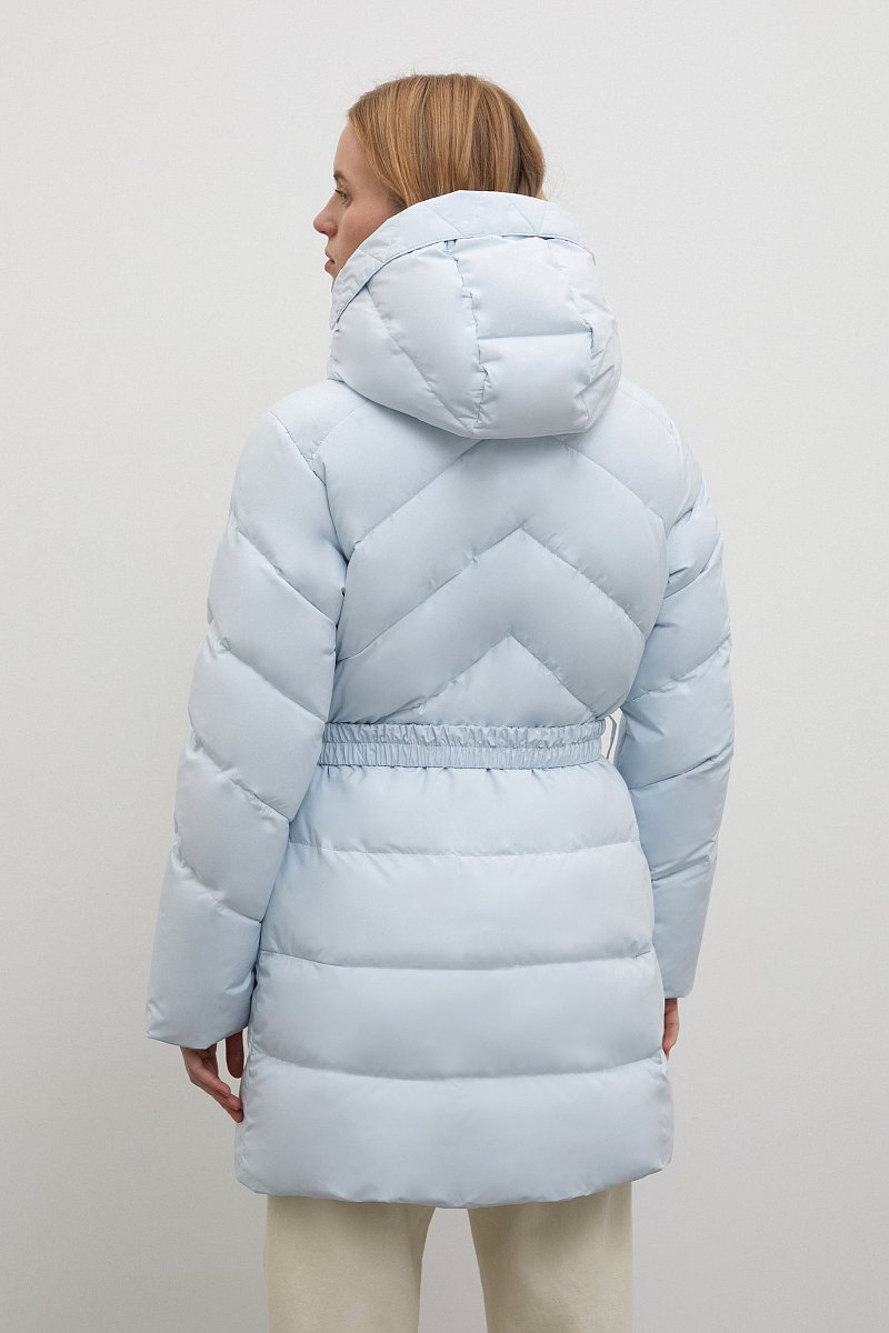 Roupas de Inverno Personalizadas por Atacado Moda Alta Roupas de Esqui com Capuz Jaqueta Puffer Feminina Jaqueta de Pato ou Ganso com Cinto de Fivela Roupas Puffy Femininas para Atividades ao Ar Livre