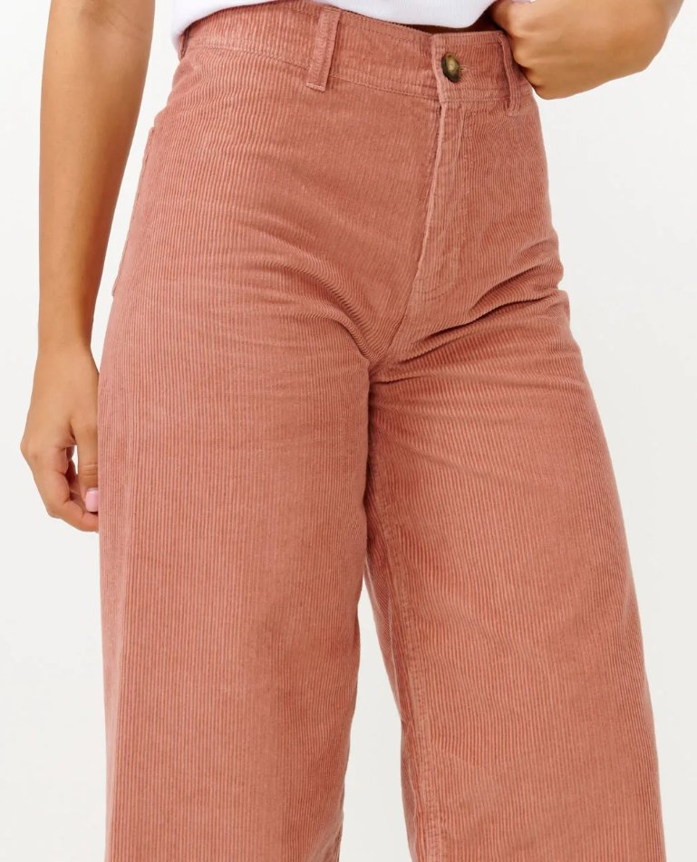 Calças de corduroy femininas personalizadas com fecho de zíper e bolsos laterais