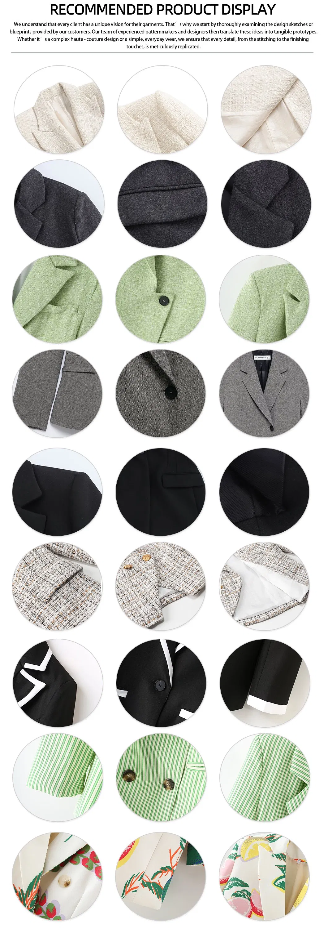 Revestimento impermeável blazer oversized feminino em flanela, cashmere, linho e acrílico, baixa quantidade mínima de pedido