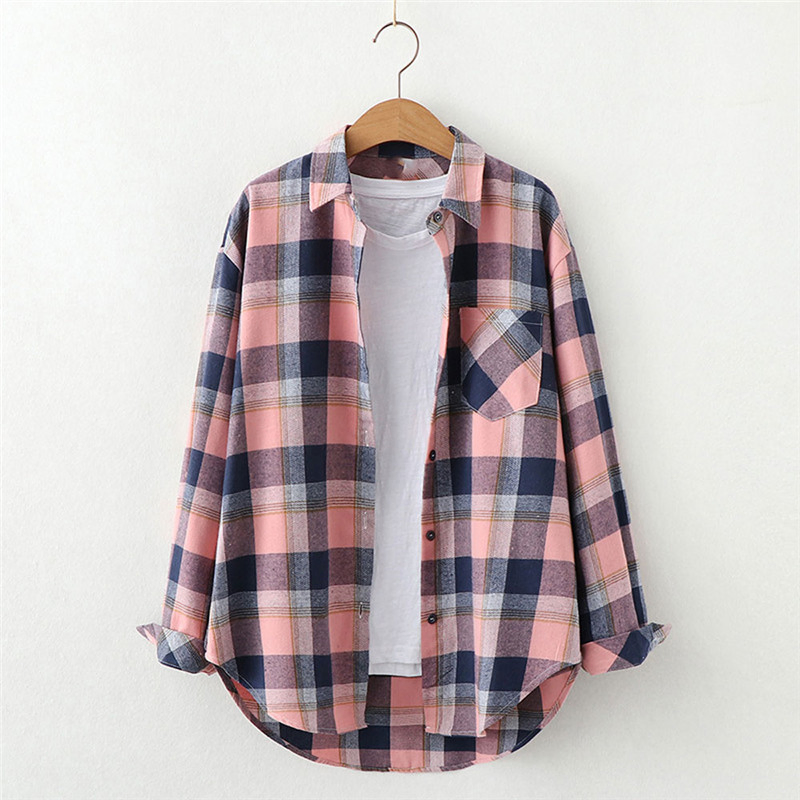 Roupas Femininas Camisas Casuais Baratas para Mulheres Blusa de Manga Longa Camisas de Flanela Xadrez para Mulheres