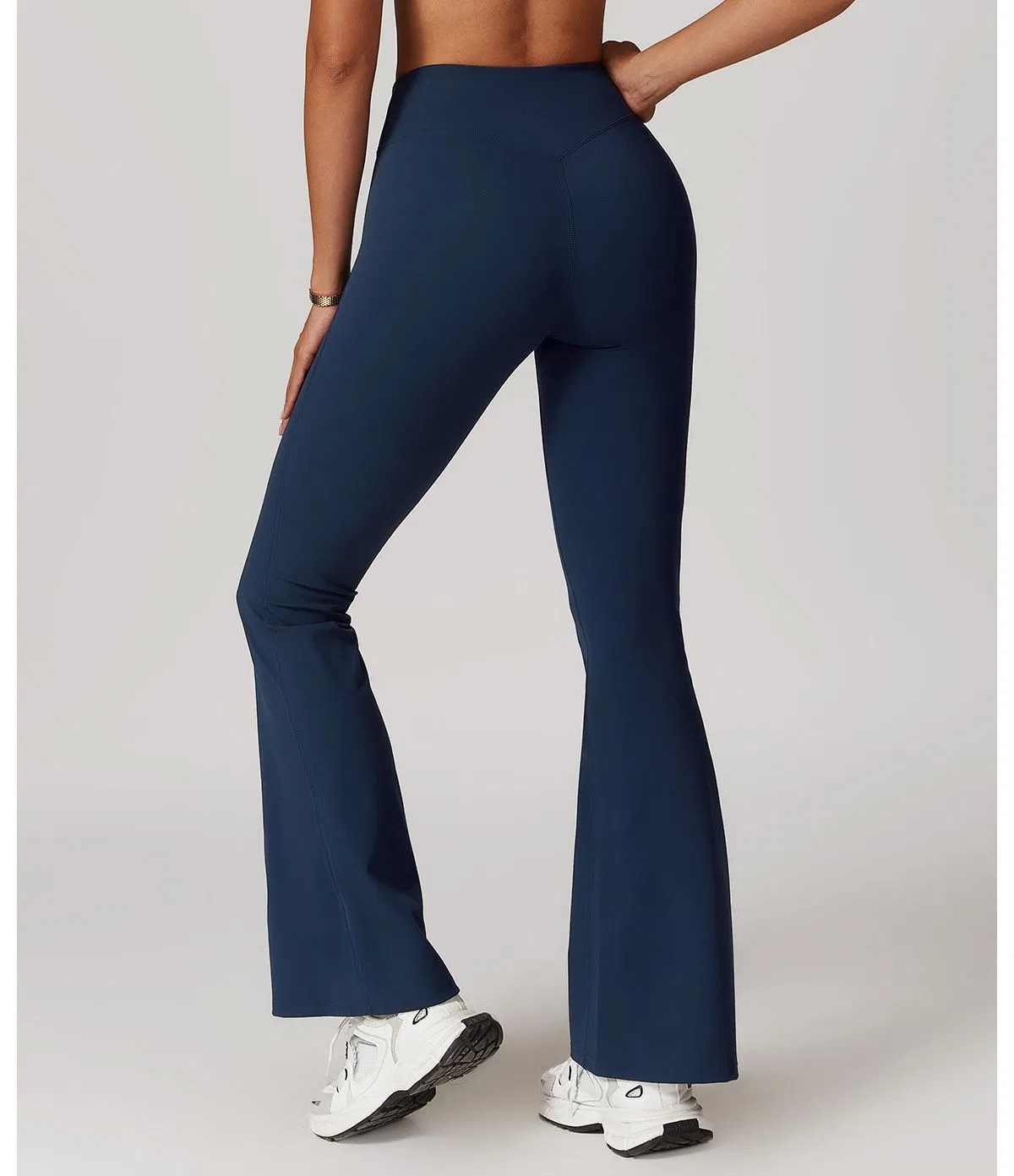 Leggings de Yoga Femininas com Cintura em V para Atacado, Levantamento de Quadril em Pêssego, Calças Largas para Fitness