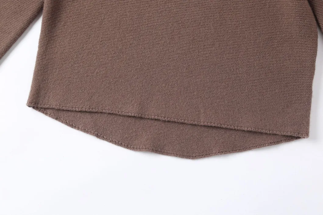 Suéter de pulôver curto para mulheres, com gola alta, de manga longa, em cashmere personalizado para o inverno