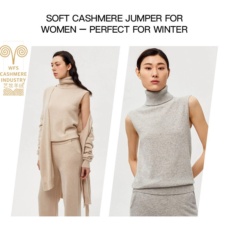 Colete de Cashmere Feminino 100% Suéteres de Cashmere Suéter Sem Mangas Suéteres de Moda Direto da Fábrica