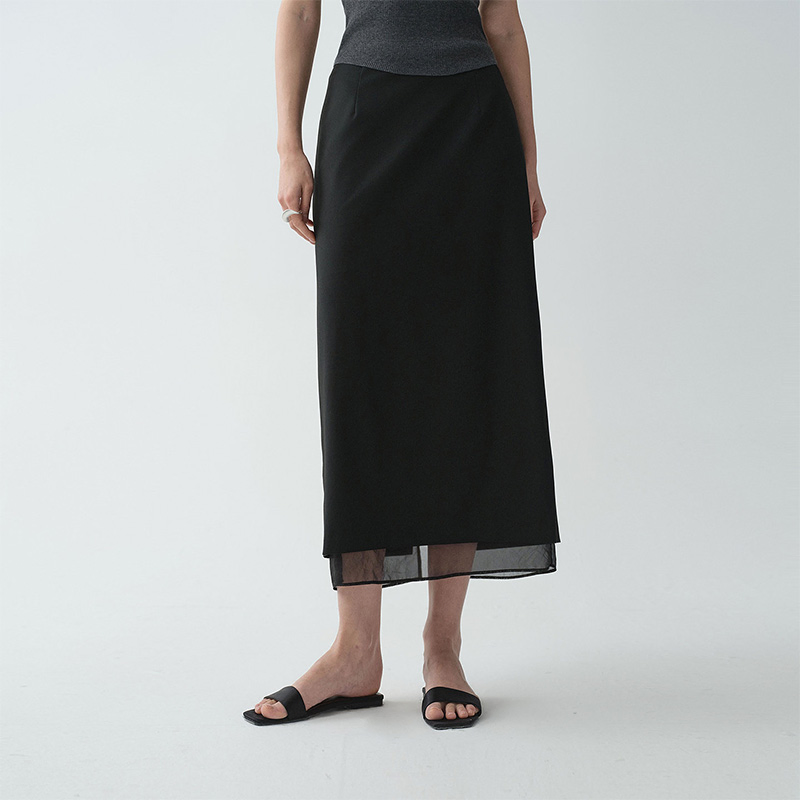 Saia longa midi solta de cintura alta para mulheres na moda