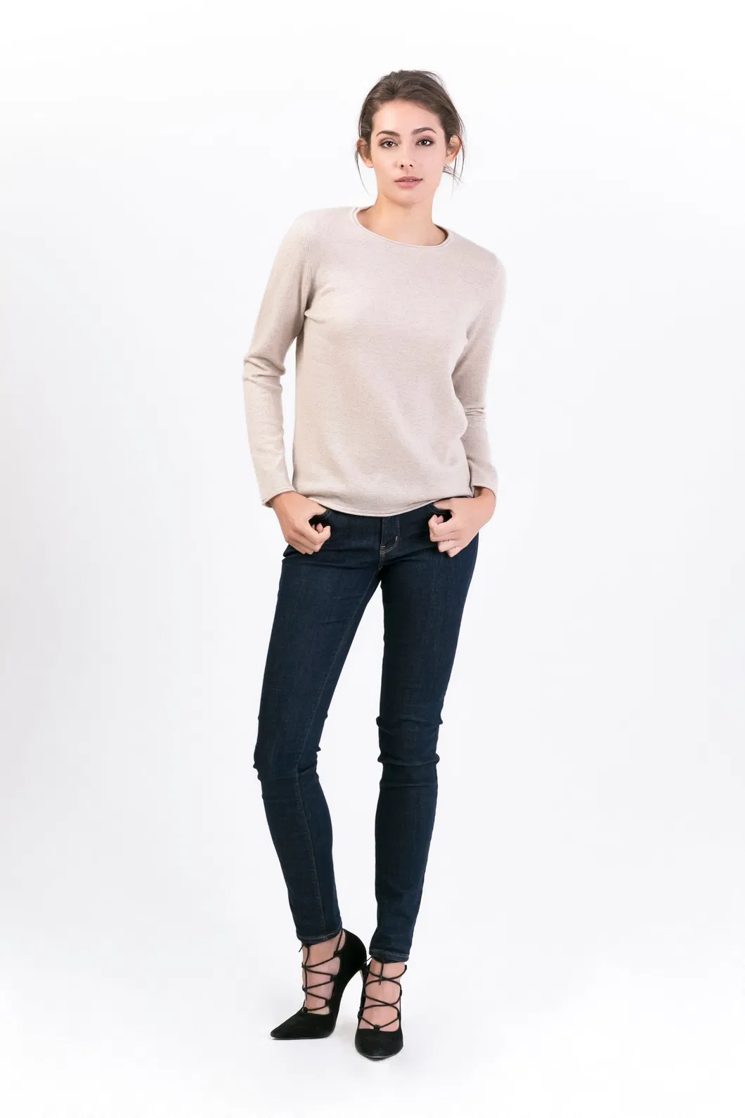 Suéter feminino clássico de cashmere premium