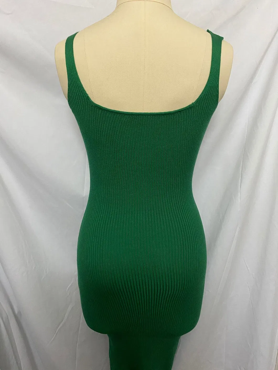 Vestido Longo de Malha Sem Mangas com Decote em V Casual de Verão para Mulheres com Fenda