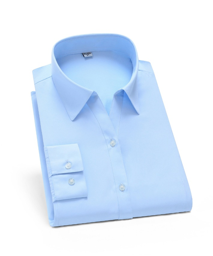 Boa Qualidade 100% Camisas de Negócios Femininas de Algodão; Fabricação Personalizada de Camisas de Manga Longa para Escritório Sem Rugas com Amônia Líquida OEM/ODM Camisa de Flanela