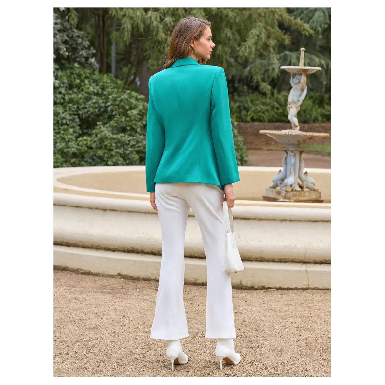 Blazer de Metal Irregular Verde Lago para Mulheres Estilosas