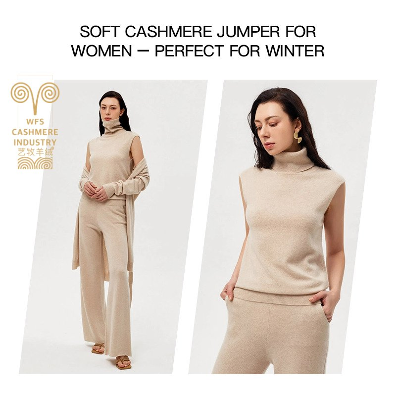 Colete de Cashmere Feminino 100% Suéteres de Cashmere Suéter Sem Mangas Suéteres de Moda Direto da Fábrica
