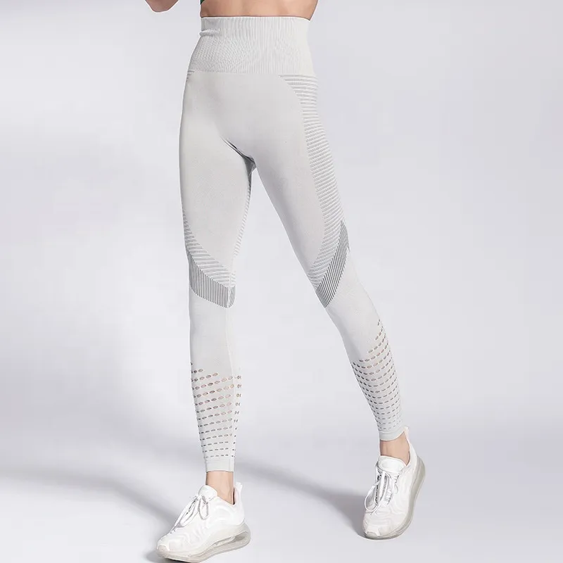 Novo Conjunto de Yoga Roupas de Ginástica Personalizadas Leggings Sem Costura Caneladas para Mulheres