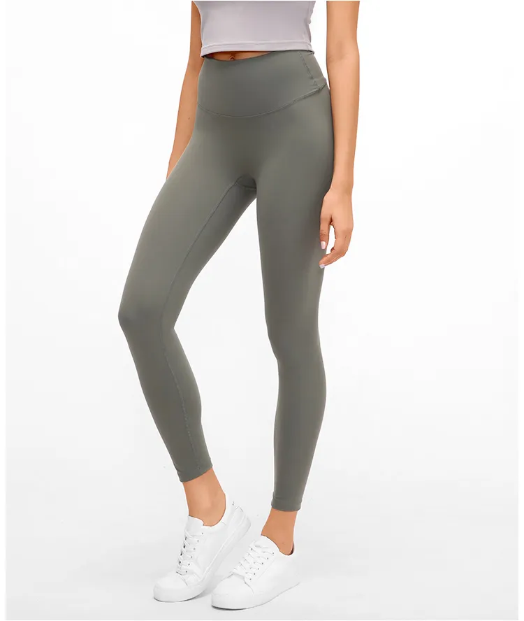 Calças de Yoga de Cintura Alta Sem Costura Frontal para Mulheres, Roupas de Academia, Leggings de Yoga