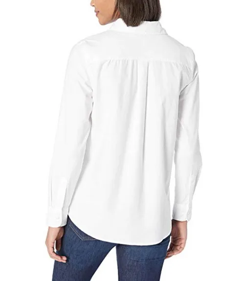Camisa Blusa Feminina Slim Fit de Algodão para Escritório, Design de Uniforme para Mulheres