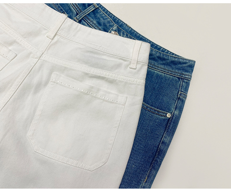 Calças de Denim Casuais de Verão Slim para Mulheres, Nove Pontos
