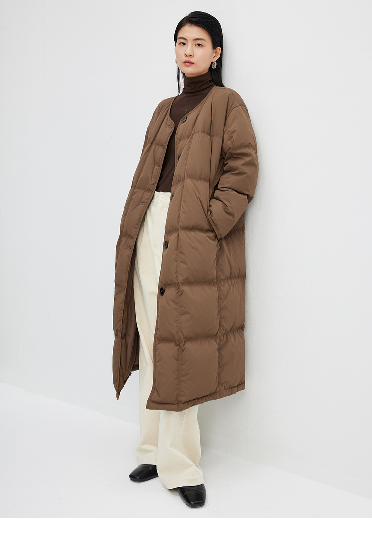 Jaquetas de Inverno Femininas Personalizadas de Alta Qualidade em Lã com Gola Redonda, Corte Longo e Solto, Jaqueta Puff de Pluma para Mulheres, Jaqueta Acolchoada, Roupas de Inverno, Jaquetas Quentes