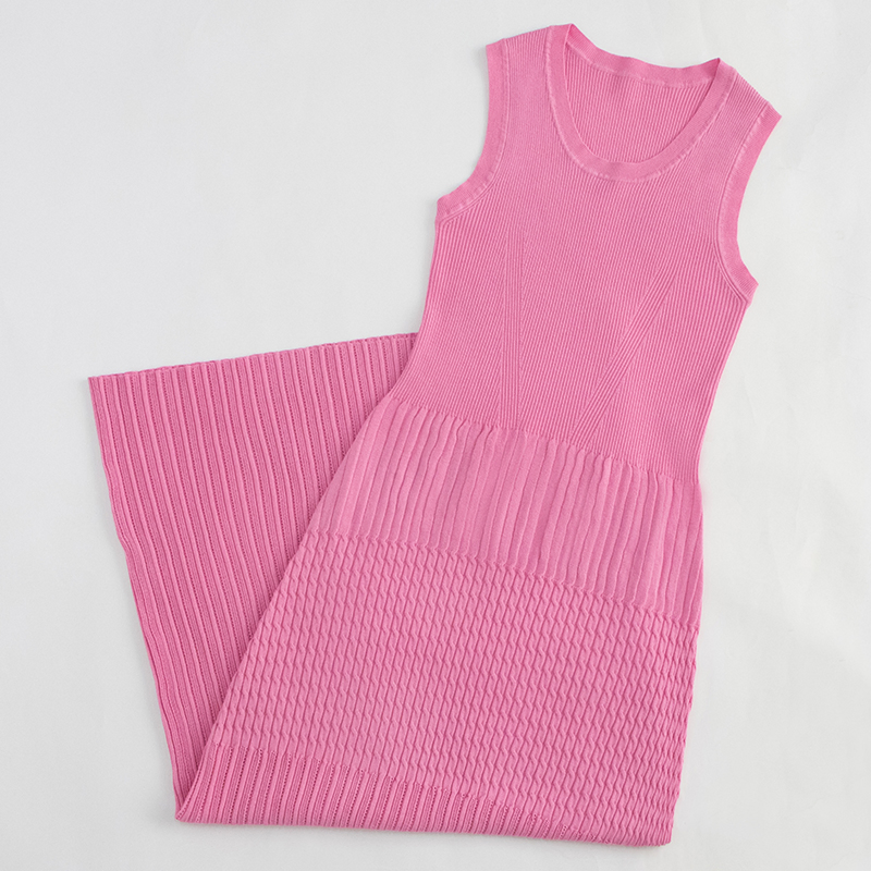 Vestido de malha justo de alta qualidade, longo, sem mangas, com decote redondo, vestido maxi de suéter feminino