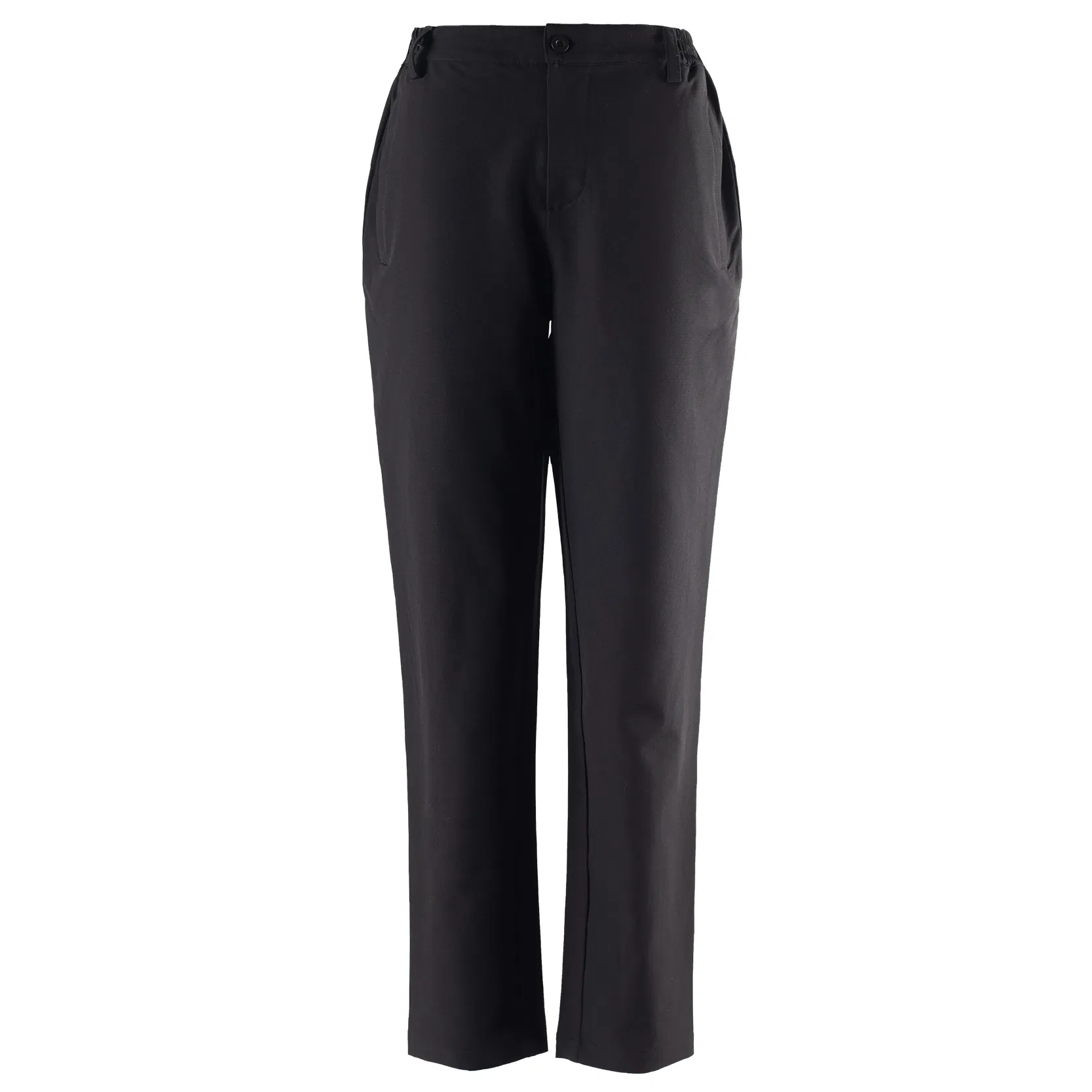 Calças casuais pretas femininas de perna reta - conforto - ajuste para todos - uso diário com bolsos laterais para conveniência
