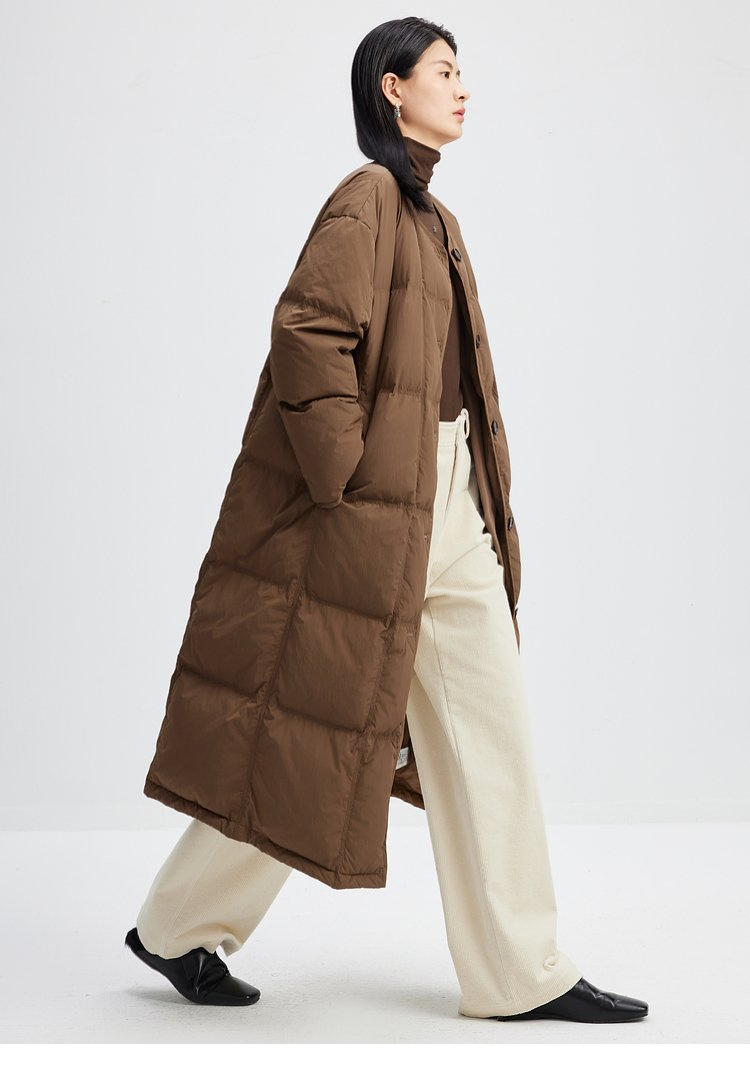 Jaquetas de Inverno Femininas Personalizadas de Alta Qualidade em Lã com Gola Redonda, Corte Longo e Solto, Jaqueta Puff de Pluma para Mulheres, Jaqueta Acolchoada, Roupas de Inverno, Jaquetas Quentes