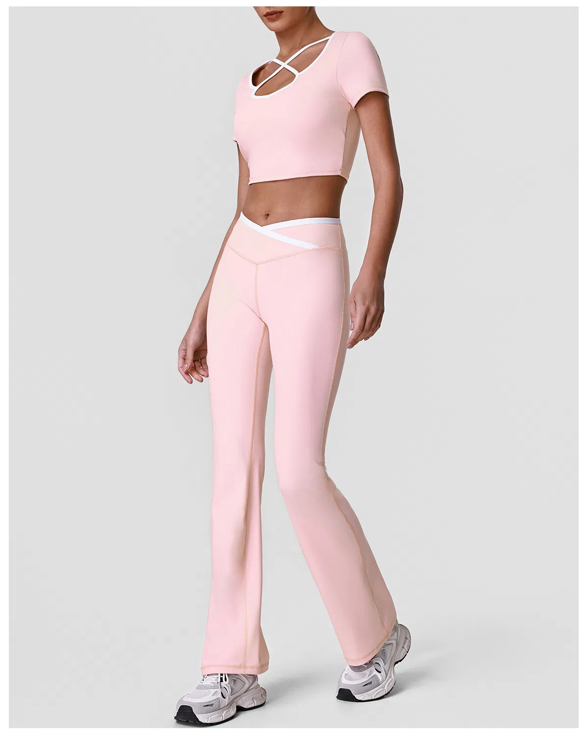Conjunto de Roupas de Ginástica Femininas 2 Peças Leggings de Treino Top de Esporte Conjunto de Fitness para Academia