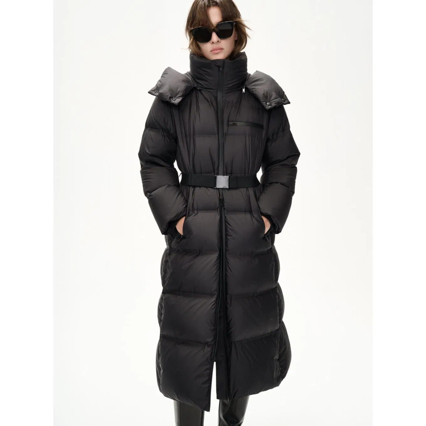 Casaco Longo Feminino Quente Casaco Parka à Prova de Vento Casaco Puffer de Plumas com Capuz Destacável Casaco Longo com Capuz Roupas de Inverno Casaco Almofadado para Mulher