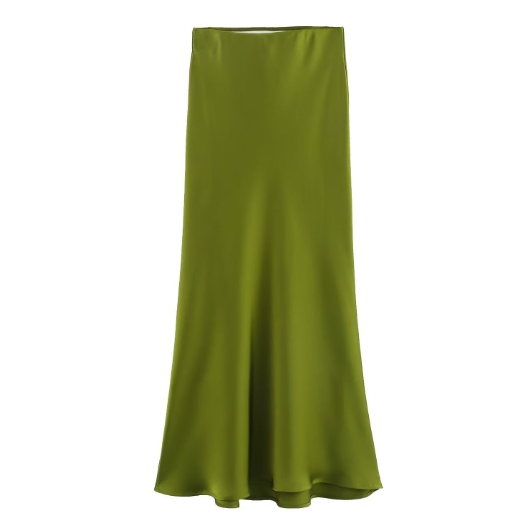 Saia midi longa elegante com design de cintura elástica, roupa confortável e estilosa para mulheres
