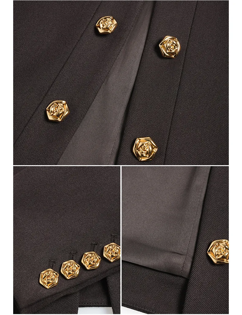 Blazer Curto com Botões Decorativos para Mulheres