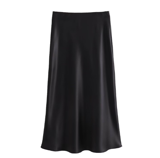 Saia midi longa elegante com design de cintura elástica, roupa confortável e estilosa para mulheres