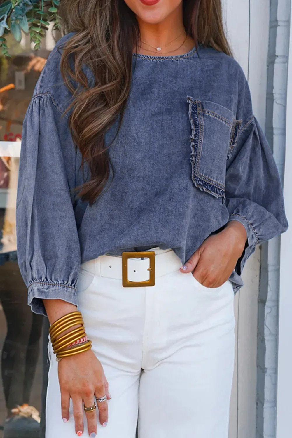Modelo de Blusa Denim Feminina