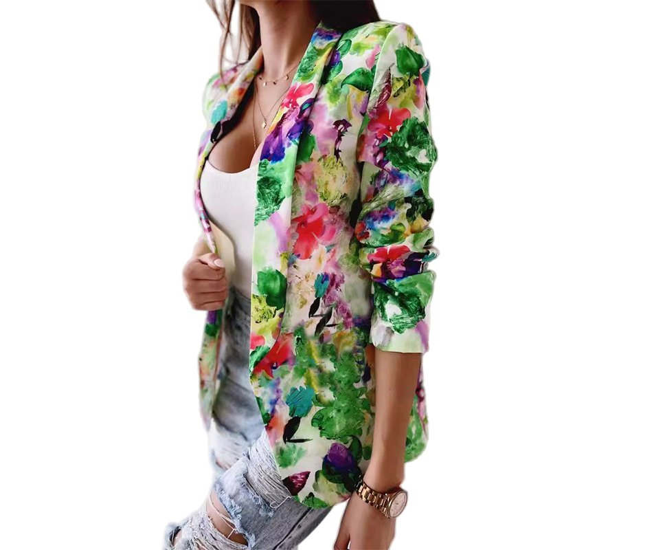 Blazer feminino elegante, clássico, durável, chique, de escritório, casual, com decote em V, mangas longas, de botão único, com strass, sólido