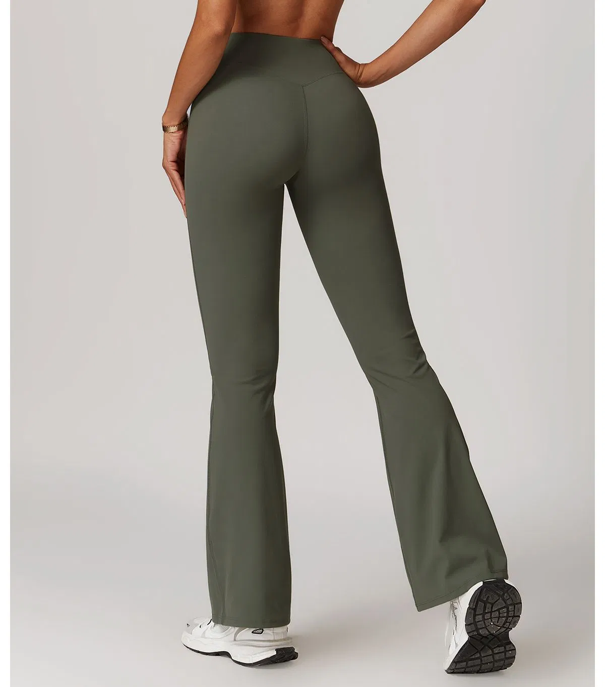 Leggings de Yoga Femininas com Cintura em V para Atacado, Levantamento de Quadril em Pêssego, Calças Largas para Fitness