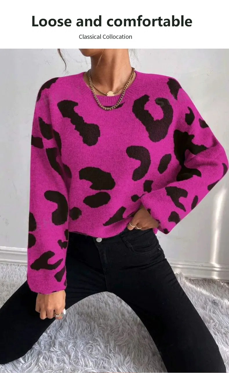 Suéter Feminino de Outono Inverno Pulôver Longo Botão Casual Top Tricotado para Mulheres