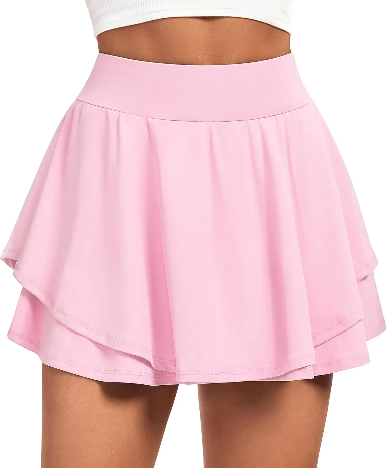 Saia de Tênis Plissada para Mulher, Saia de Golfe com Dupla Renda para Mulheres, Skort com Bolsos e Controle de Barriga para Atividades Físicas