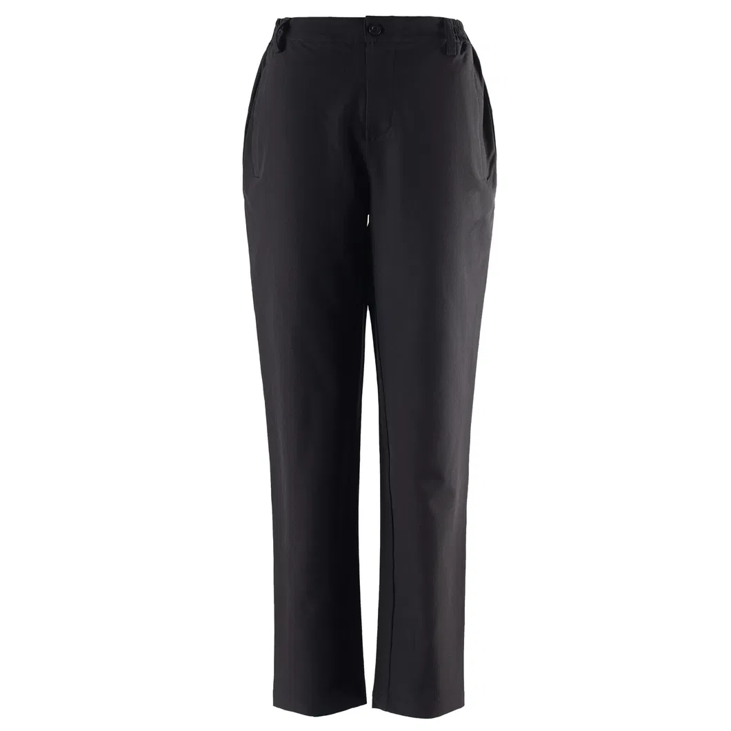 Calças casuais pretas femininas de perna reta - conforto - ajuste para todos - uso diário com bolsos laterais para conveniência