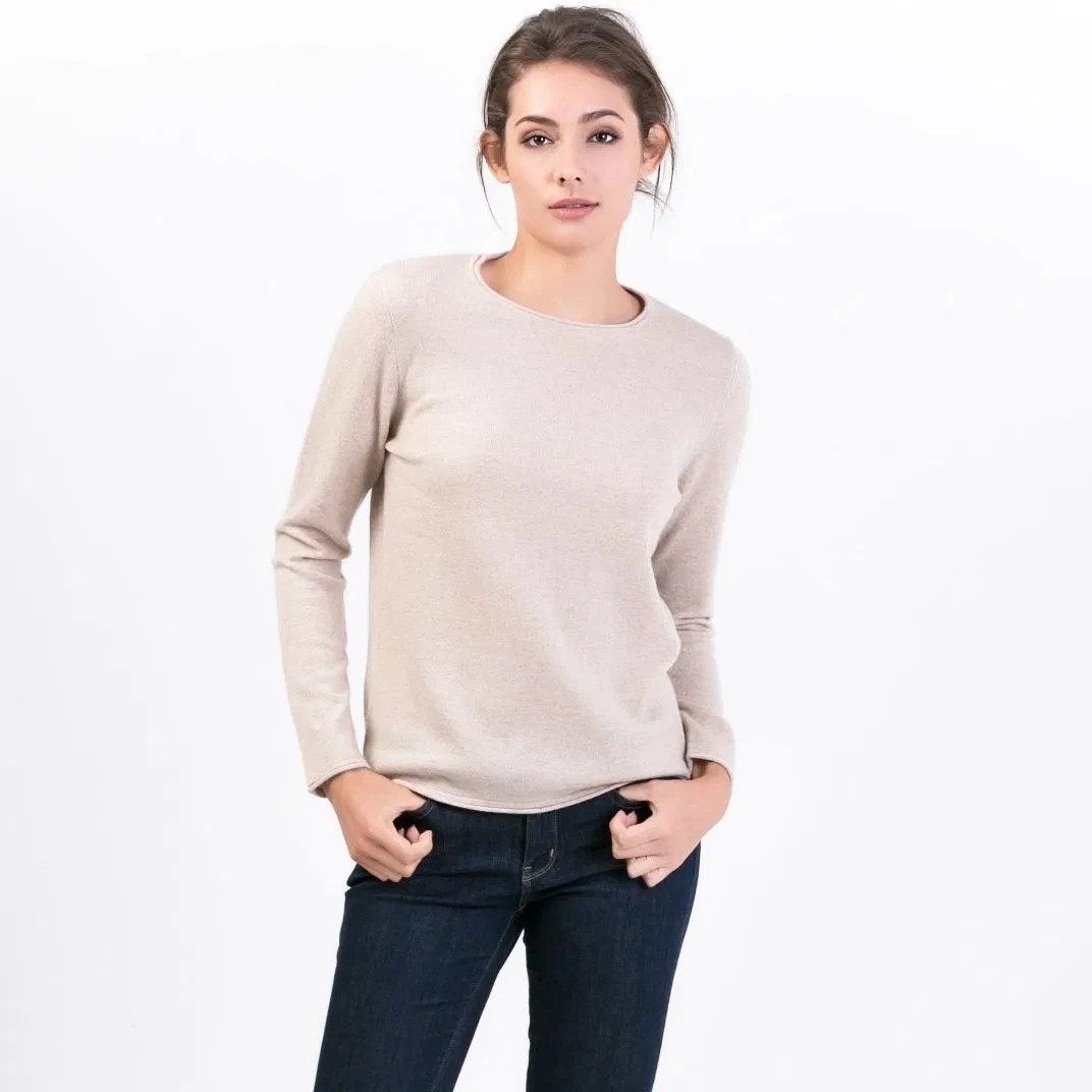 Os suéteres de pulôver de gola redonda de cashmere premium clássicos mais populares para mulheres