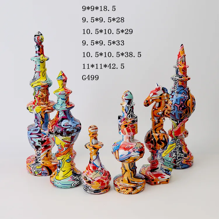 Graffiti Color Resin Chess Set 3